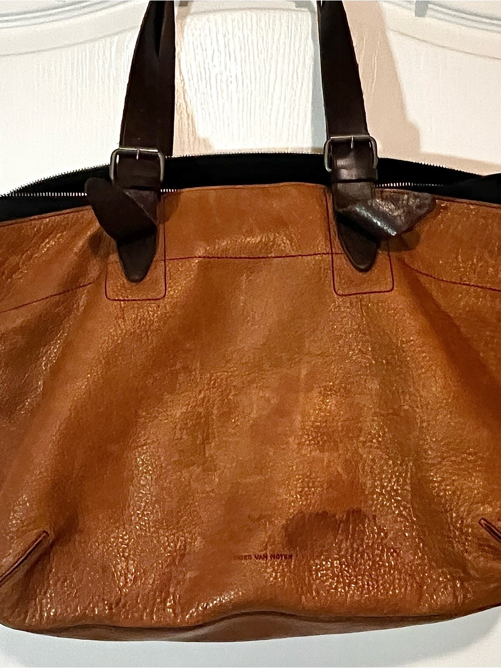Dries Van Noten Brown Leather Large Weekender bag